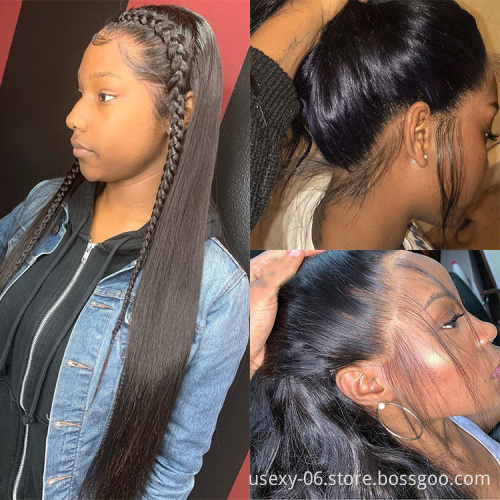 Wig vendors wholesale straight virgin brazilian wigs pre plucked human hair 360 lace frontal wigs for black women
